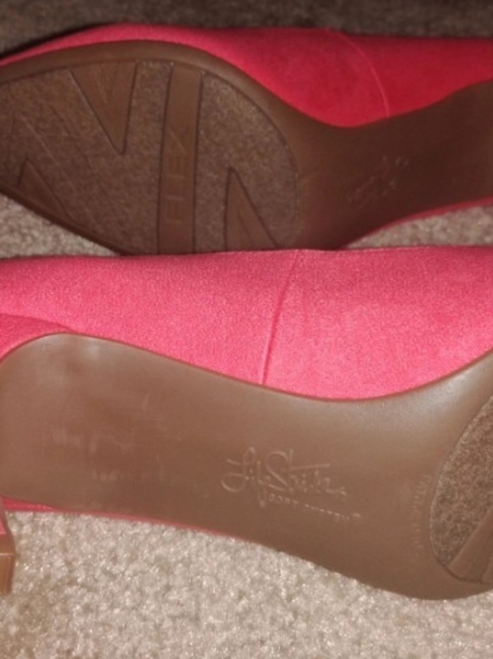 Life Stride Red Suede Low Heel Pumps
